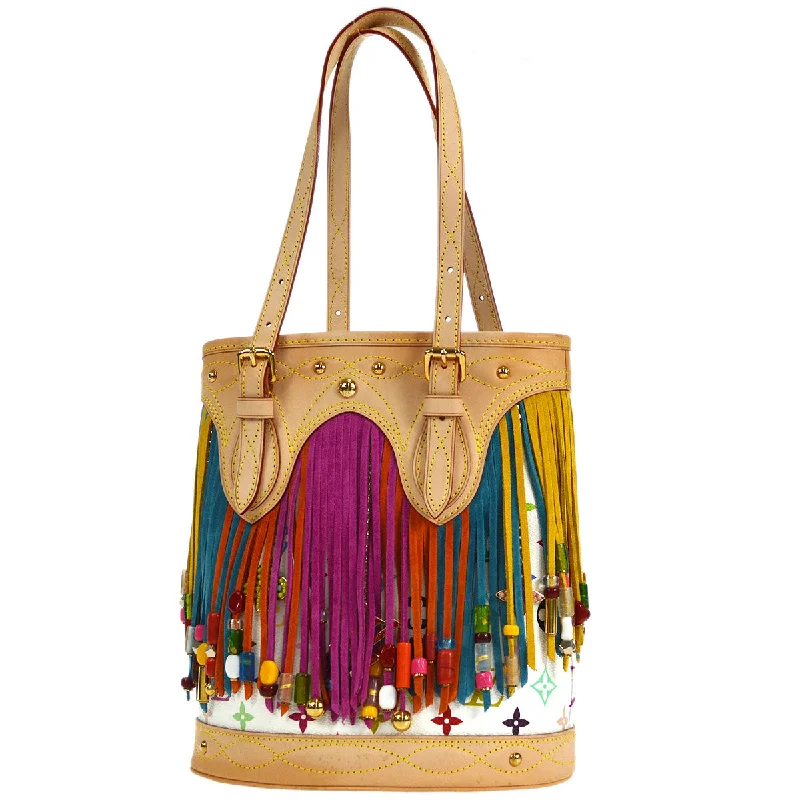 women's bucket bag with long strap -LOUIS VUITTON 2006 BUCKET FLANGE MONOGRAM MULTICOLOR M40109