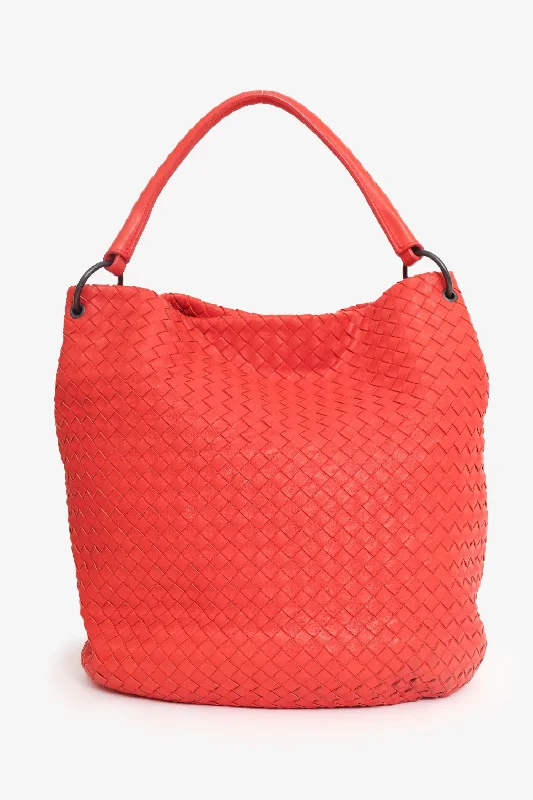 women's handbag with refined, polished design -Bottega Veneta Red Intrecciato Leather Shoulder Bag