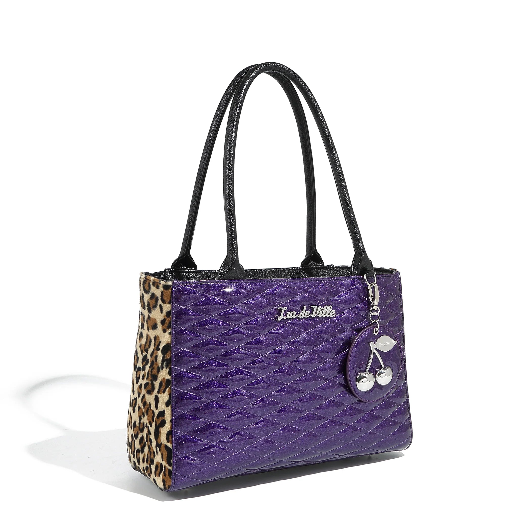 women's tote bag leather -Purple Sparkle Wild Cherry Tote