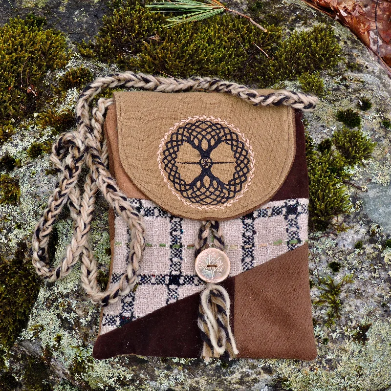 women's wallet with luxury design details -Button Patch Purse~Earth Tones