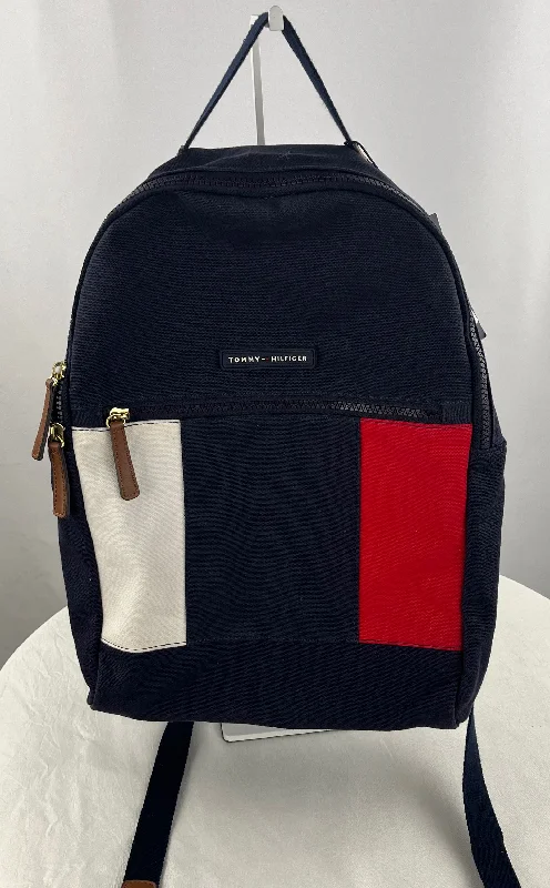 TOMMY HILFIGER Unisex Th Flag Travel Backpack Navy Tan Accents NWT