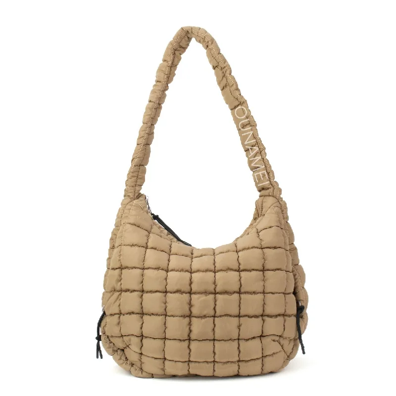 women's dumpling bag with pocket -Cozy CarryAll Quilted Hobo