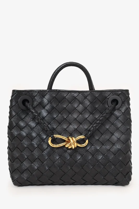 women's handbag with textured accents -Bottega Veneta Black 2023 Small Andiamo Bag