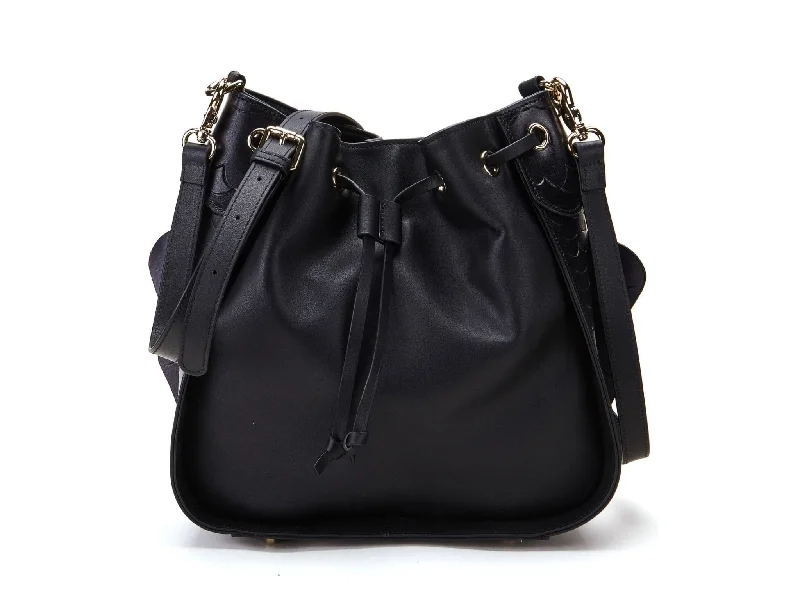 women's bucket bag with fabric lining -Carp Black Bucket