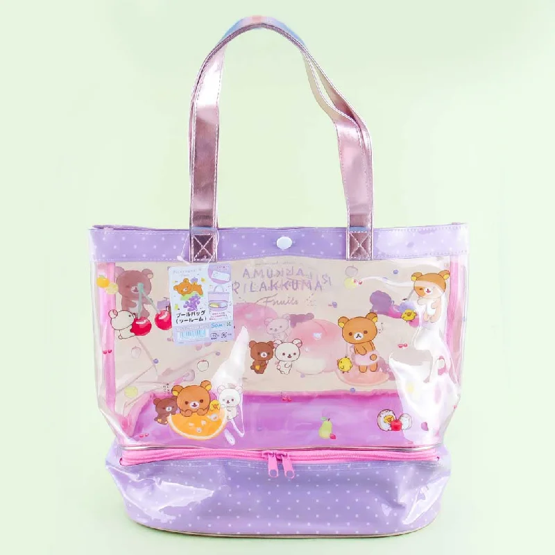 women's tote bag with crossbody option -Rilakkuma Fruits Clear Tote Bag