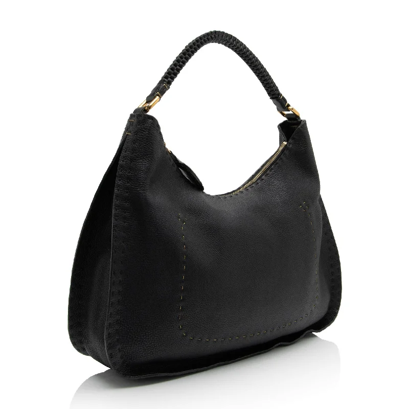 women's dumpling bag with eye-catching style -Fendi Leather Selleria Hobo (SHF-Xh4Dib)