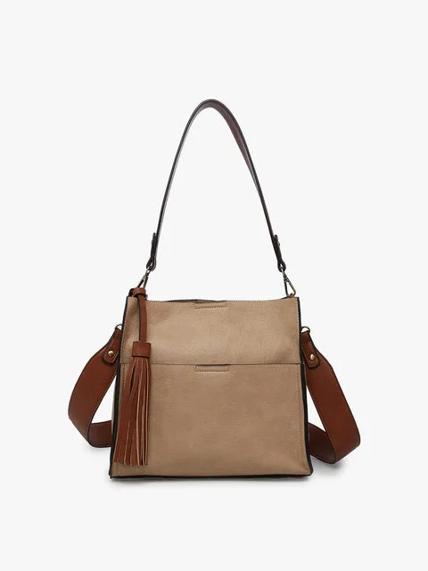 women's bucket bag for night out -Lyla Bucket Bag - Tan