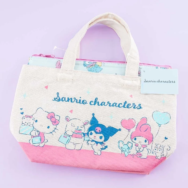 women's tote bag with spacious interior -Sanrio Characters Canvas Tote Bag With Insulated Pouch