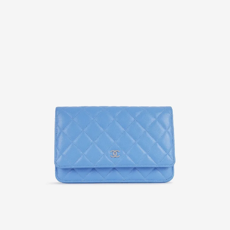 women's handbag with spacious interior -Chanel Chanel - Classic Wallet On Chain - Sky Blue Caviar SHW - Pre-Loved