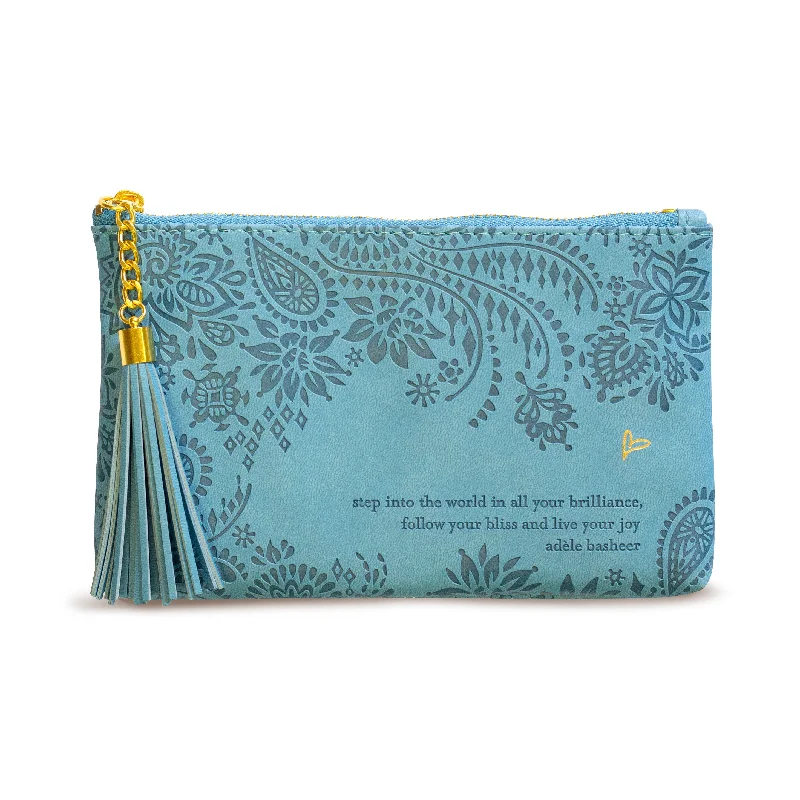 women's wallet with compact cardholder -Follow Your Bliss Essentials Purse - Denim Days Blue