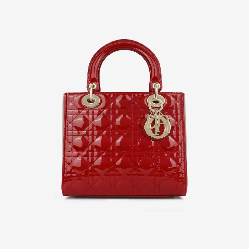 women's handbag with high-quality leather -Dior Dior - Medium Lady Dior - Red Patent CGHW