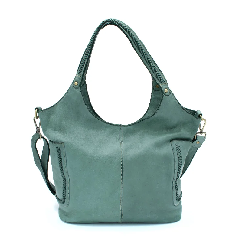 women's tote bag with faux leather accents -Julia Slouchy Tote in Pistachio