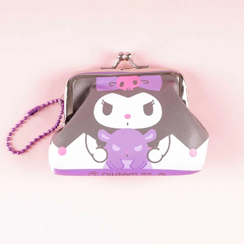 women's wallet with fold-over closure -Kuromi Friend Hug Clasp Coin Purse