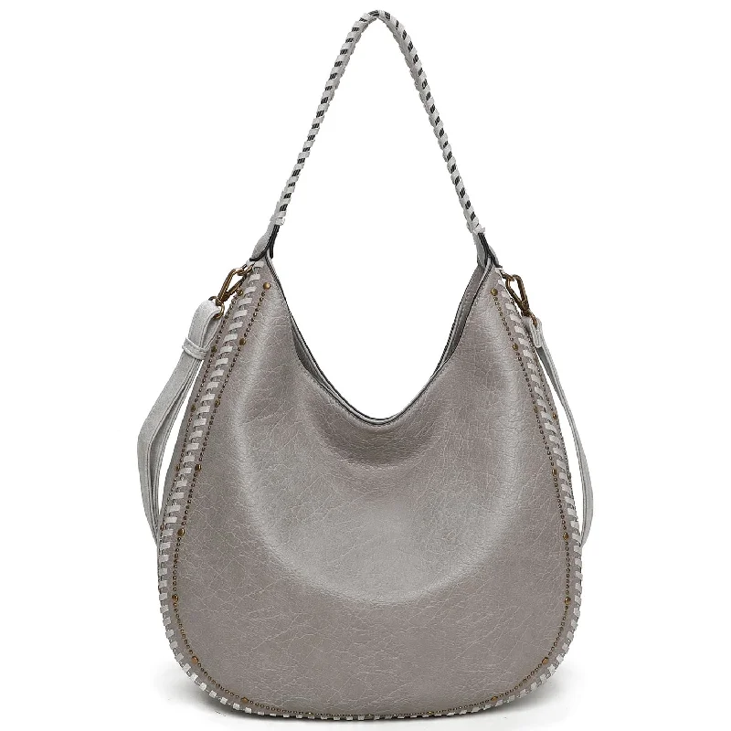 women's dumpling bag with adjustable strap -Memphis Hobo - Stone