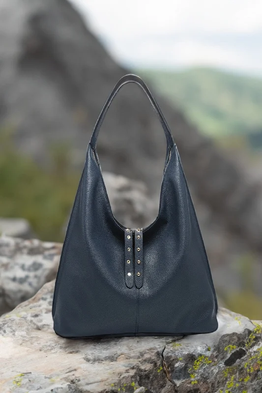 women's dumpling bag with modern charm -M2621 Tori Slouchy Hobo Bag With Stud Details