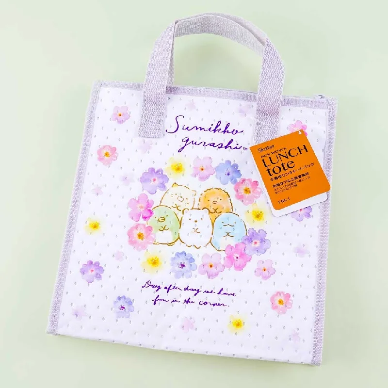 women's tote bag with detailed stitching -Sumikko Gurashi Flowery Lunch Tote