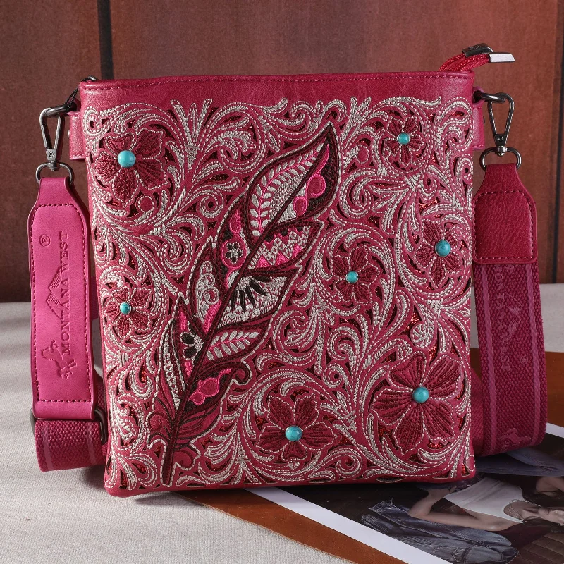 Ladies Crossbody Bag Animal Print -MW1244G-9360  Montana West Embroidered Floral Cut-out Collection Concealed Carry Crossbody