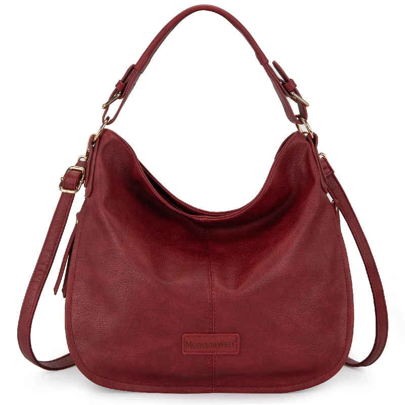 women's handbag with elegant button closure -MWW16-1022   Montana West Hobo/Crossbody Bag - Red