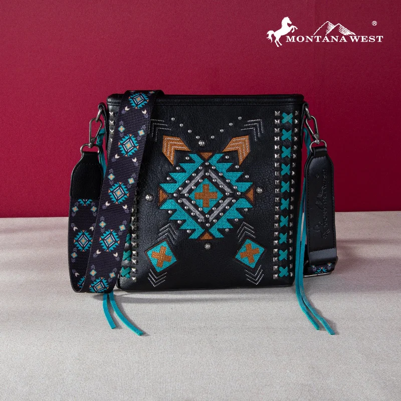 Ladies Crossbody Bag Subtle Elegance -MW1248G-9360  Montana West Embroidered Aztec Collection Concealed Carry Crossbody