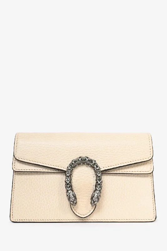 women's handbag with classic flap closure -Gucci Cream Leather Super Mini Dionysus Crossbody