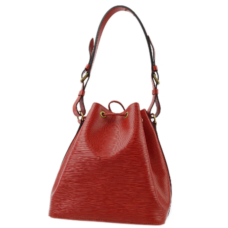 women's bucket bag with statement leather accents -Louis Vuitton 1996 Red Epi Petite Noe Bucket Shoulder Bag M44107