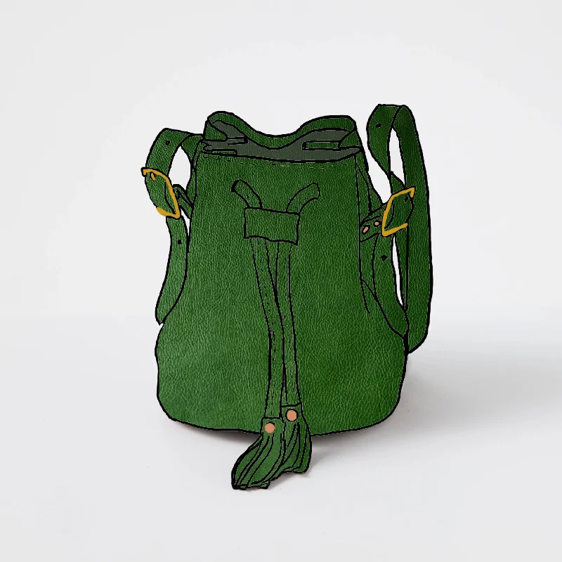 women's bucket bag with crossbody option -Leaf Cypress Bucket Bag