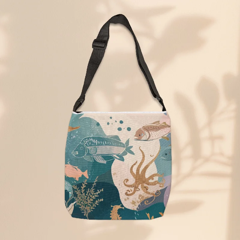 women's tote bag with soft leather finish -Adjustable Tote Bag  - Under The Sea