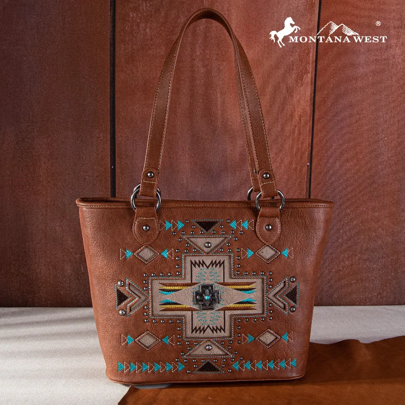 Ladies Crossbody Bag Premium Quality -MW1261G-8317  Montana West Concho Collection Concealed Carry Tote