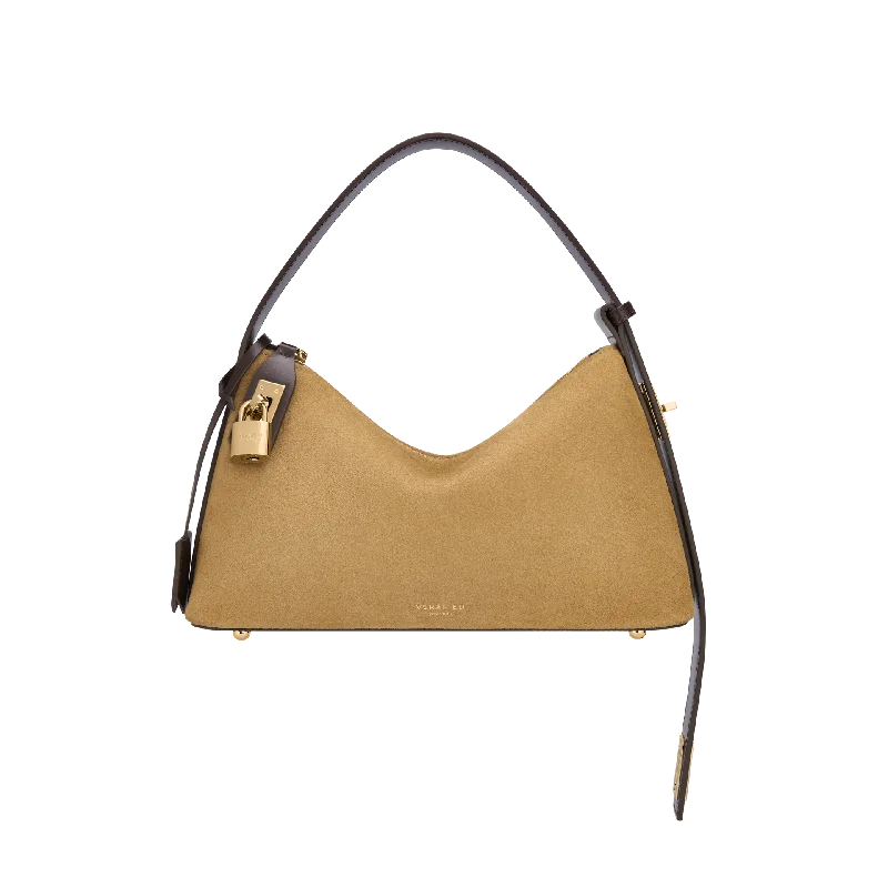 women's dumpling bag for special occasions -Gold Suede Hobo Bag