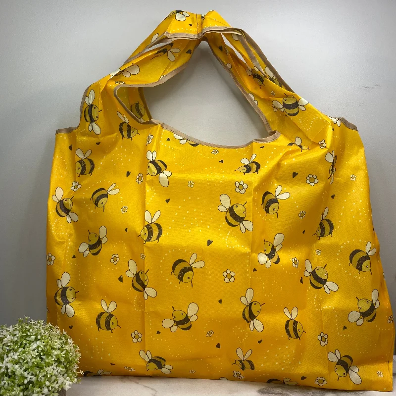 women's tote bag with chic embellishments -Nylon Reusable Tote Bag XL - Bee