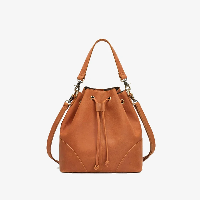 women's bucket bag for shopping -Vintage Drawstring Bucket Bags