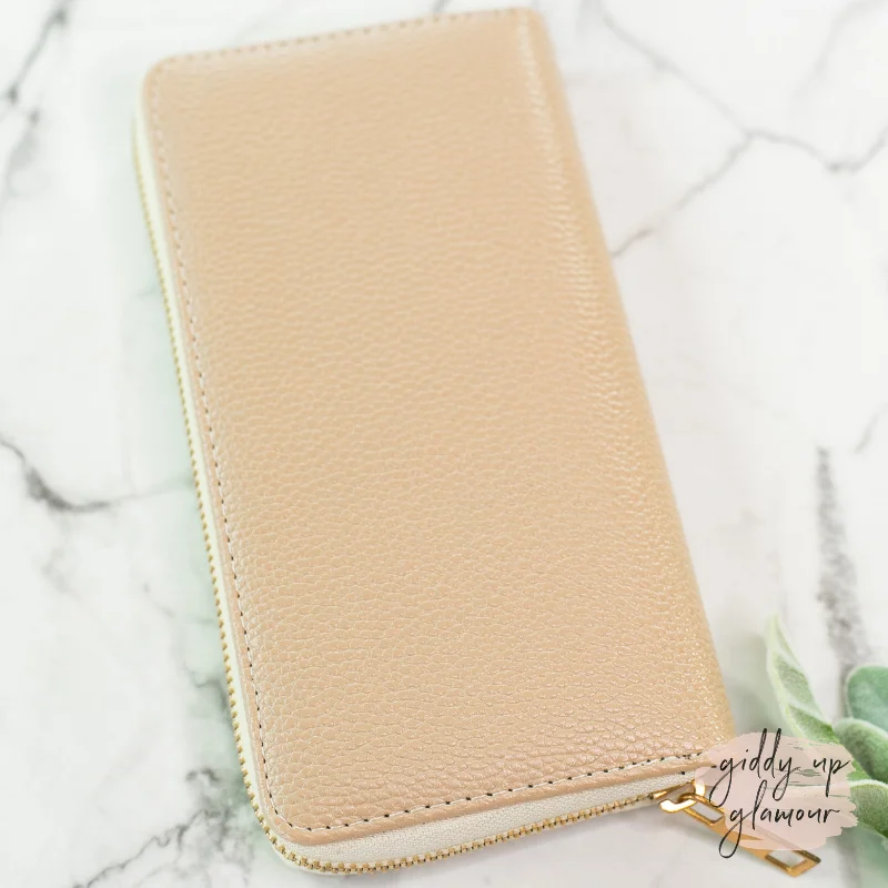 women's wallet with clean lines -Nude Zip-Around Wallet