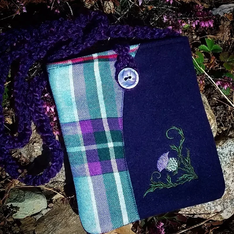 women's wallet with luxury leather -Wee Purse~World Peace Tartan