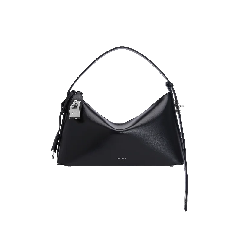 women's dumpling bag with inner compartments -Silver Black Hobo Bag