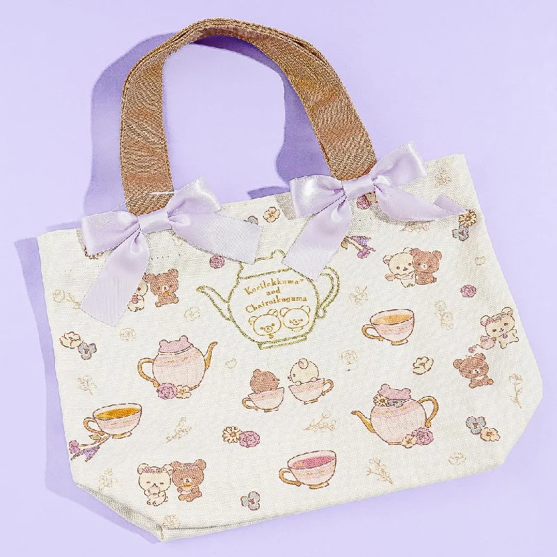 women's tote bag for urban street style -Korilakkuma & Chairoikoguma Flower Tea Time Mini Tote Bag