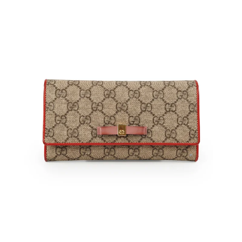 Gucci Bow Long Wallet Monogram Canvas