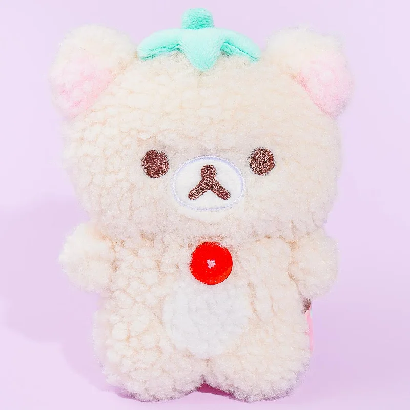 women's wallet with soft leather strap -Korilakkuma Full of Strawberry Day Plushie Coin Purse - White Strawberry