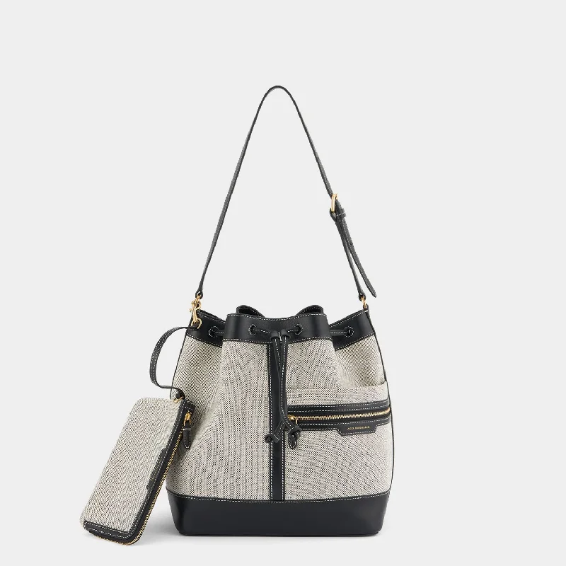 women's bucket bag with spacious interior -Pocket Bucket Bag