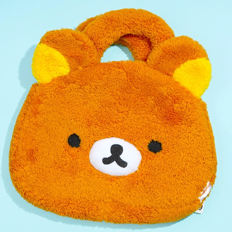 women's tote bag with chic style -Rilakkuma Face Fluffy Mini Tote Bag