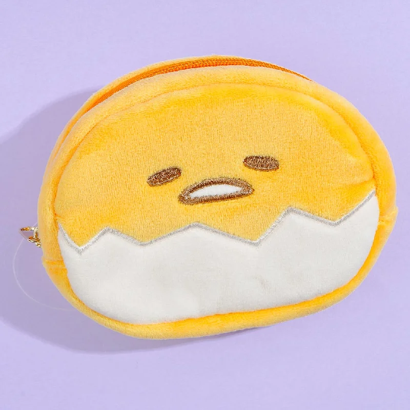 women's wallet with slim design -Gudetama Round Fluffy Coin Purse