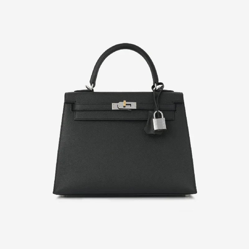 women's handbag with chic clasp closure -Hermès Kelly 25 Noir Epsom ELHW (NWT)