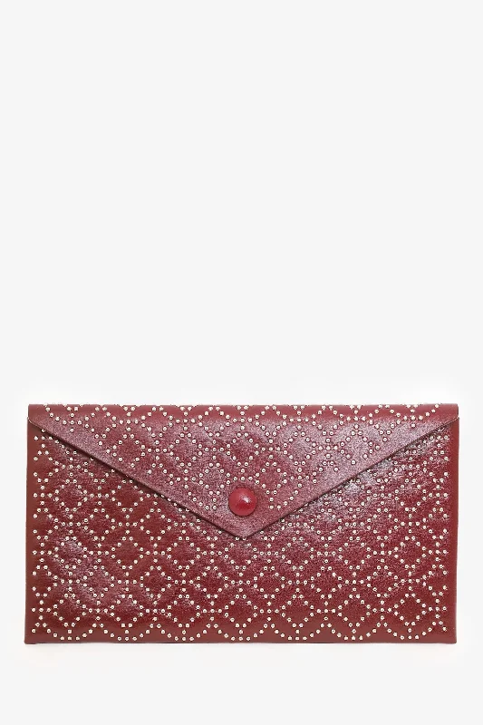 women's handbag with structured design -Alaia Red Studded Louise Embellished Envelope Clutch