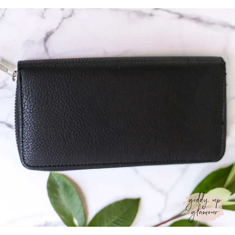 women's wallet with padded interior -Black Zip-Around Wallet