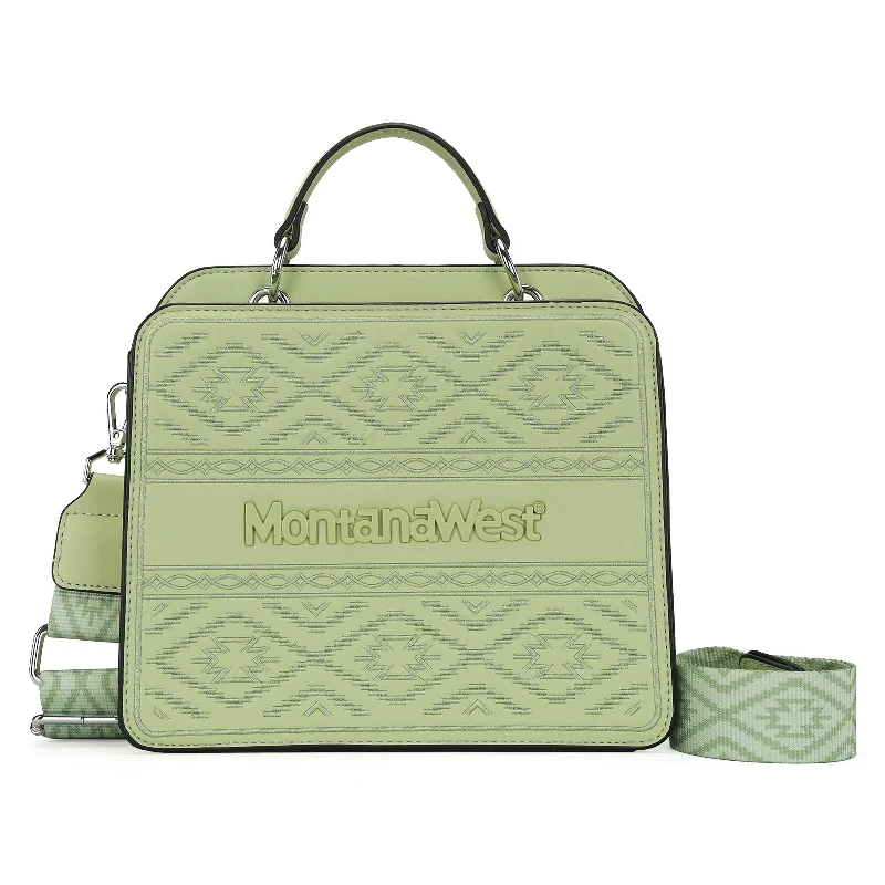 women's handbag with contemporary design -MWF1052-8120   Montana West Embroidered Aztec Tote/Crossbody With Mini Pouch - Lime