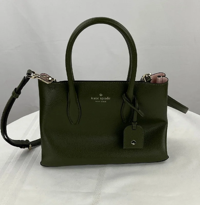 women's tote bag with geometric pattern -Kate Spade Small Margaux Green Pebbled Leather Tote/Crossbody NWT MSRP $329