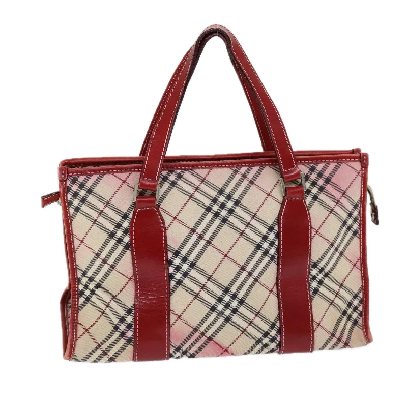 BURBERRY Nova Check Blue Label Hand Bag Canvas Beige Auth bs14288