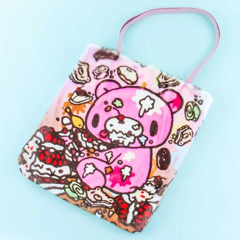 women's tote bag with leather straps -Gloomy Bear Fluffy Tote Bag