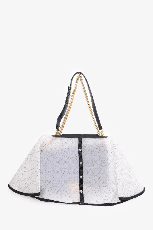 women's handbag with fold-over top -Chanel™ 18S White/Black CC Camellia Bag Raincoat