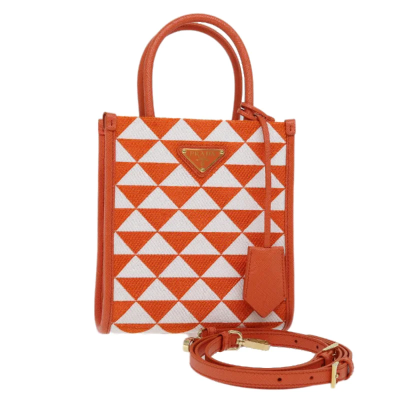 PRADA Hand Bag Canvas 2way Orange Auth 71577SA