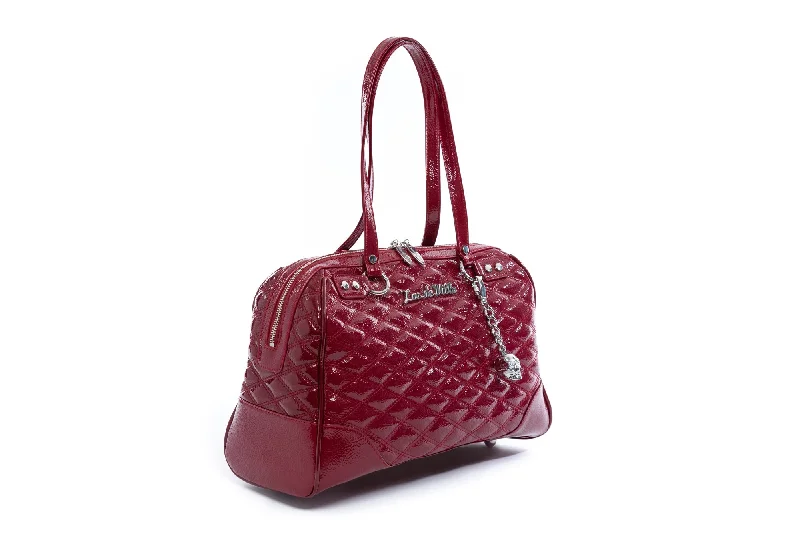 women's tote bag with waterproof material -Red Crinkle Patent Temptress Medium Tote